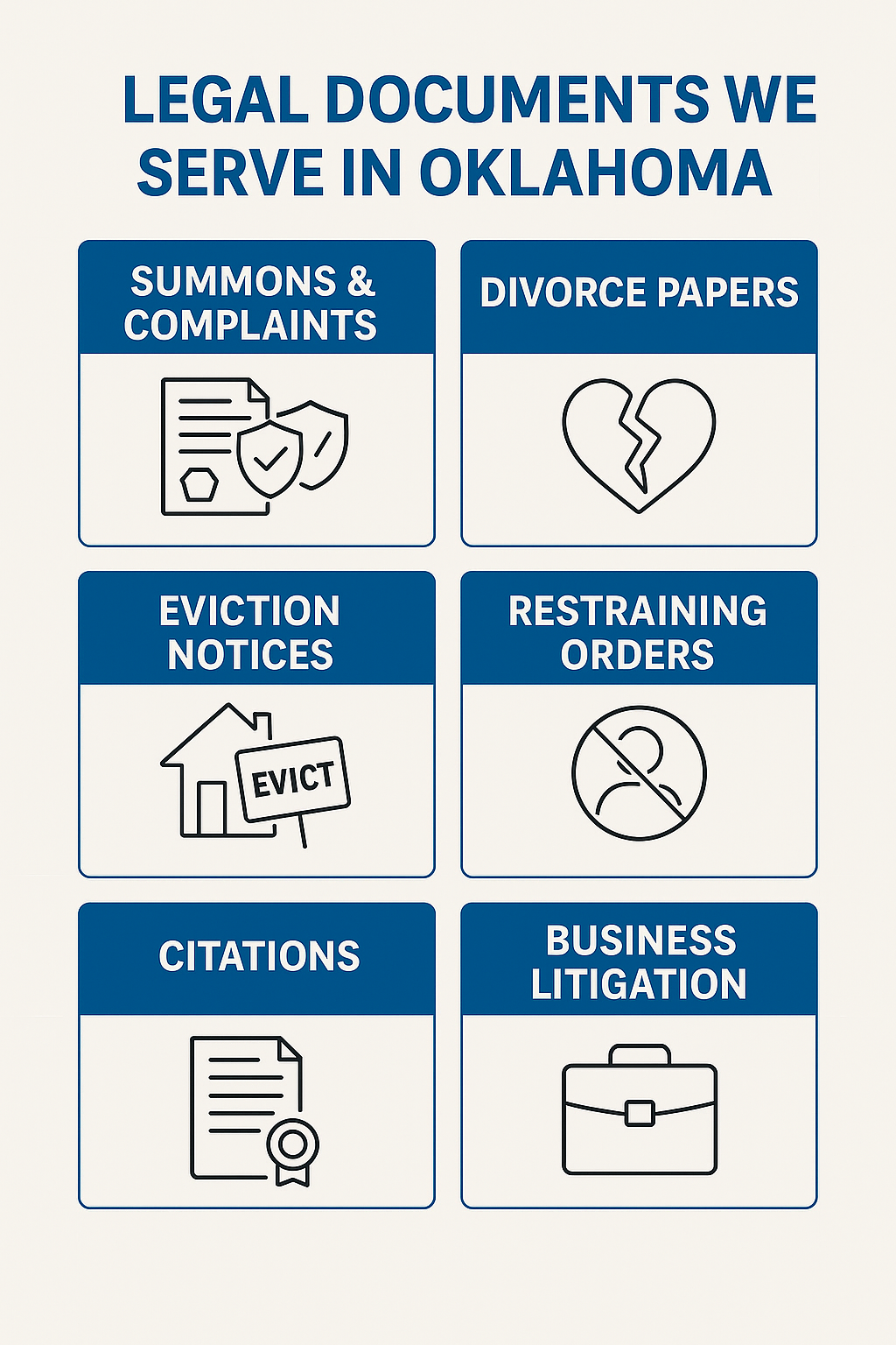 Legal documents served by Oklahoma process servers