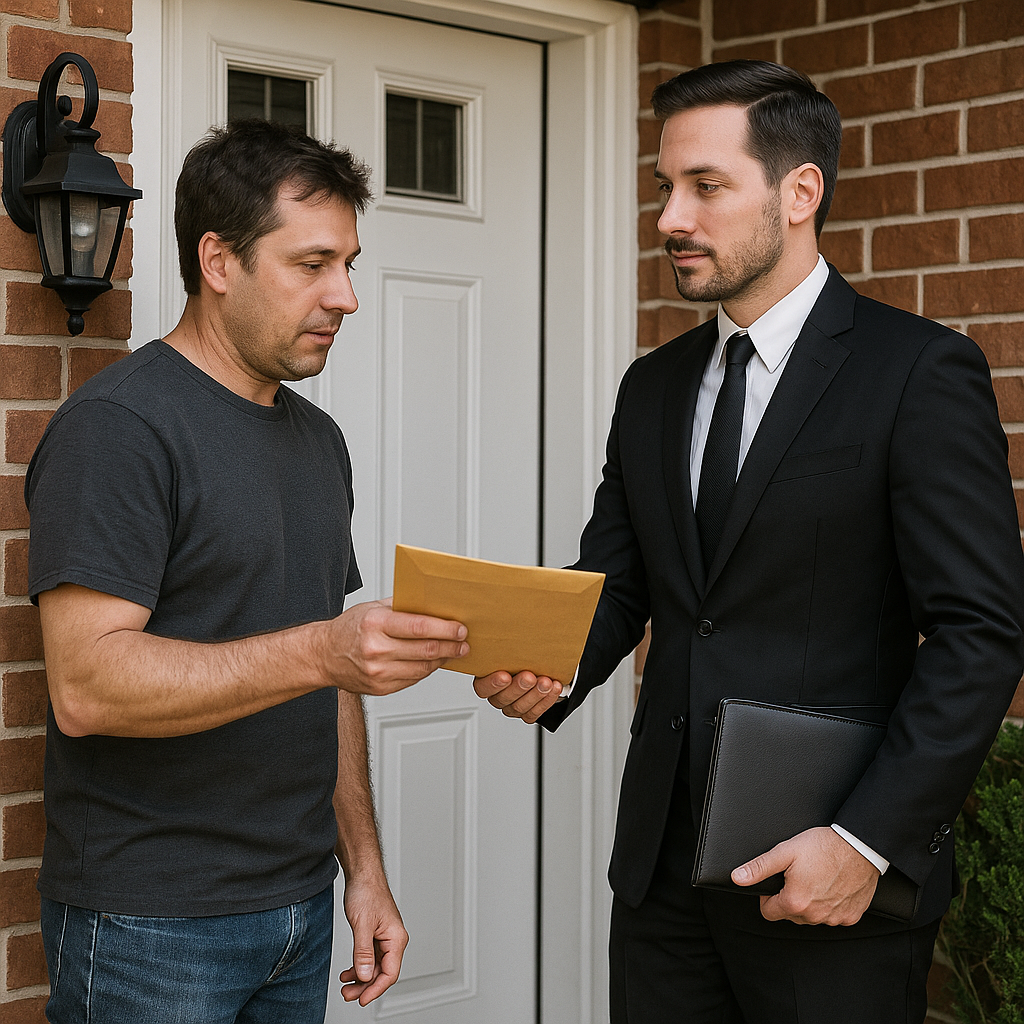 Professional process server delivering legal documents in Tulsa, Oklahoma